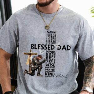 Man Warrior Of God Christian Blessed Dad Cross Father's Day - Mens Christian T-Shirt